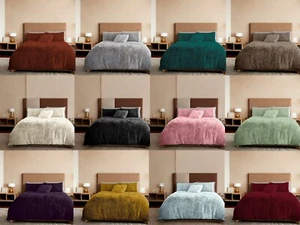 Hug And Snug Shaggy Fur Cosy Duvet Quilt Cover Fleece Bedding Set Pillow Case - Picture 1 of 14