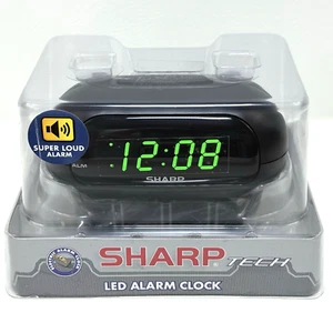 Sharp TECH LED Super Loud Alarm Clock Green Display Plug-In, Batt Backup SPC010A - Picture 1 of 5
