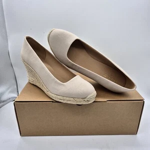J. Crew Shoes Women’s Espadrille Wedges Canvas Size 8.5 Flax Color Beige Shoes - Picture 1 of 10