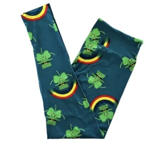 TC Lularoe Leggings Día de San Patricio Tréboles y Arco Iris Verde Se Ajusta 12/18 - Imagen 1 de 1