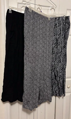 LOT of 3 PLUS SIZE pull on pants Black & white wardrobe starters! Comfy NICE EUC - Image 1 of 4