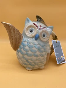 SPOT WISE OWL TEAPOT WITH 20 LOOSE LEAF PYRAMID TEAS GREEN APRICOT MORE NEW - Picture 1 of 8
