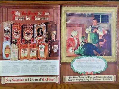 Anuncio de whisky Seagram 1939 Christmas Come Flowing Bowl 1939 anuncio de guisantes gigantes verdes Foto 1 de 2