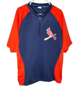 St Louis Cardinals Jersey Shirt | Official 1/4 Zip Baseball Promo | Mens XL - Picture 1 of 4