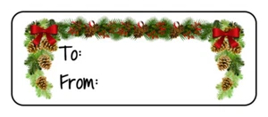 30 Christmas Holiday gift tag labels stickers, pine needles, pine cones - Picture 1 of 1