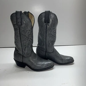 Abilene Gray Leather Western Cowgirl Cowboy Boots Women's 5 1/2M - Picture 1 of 8