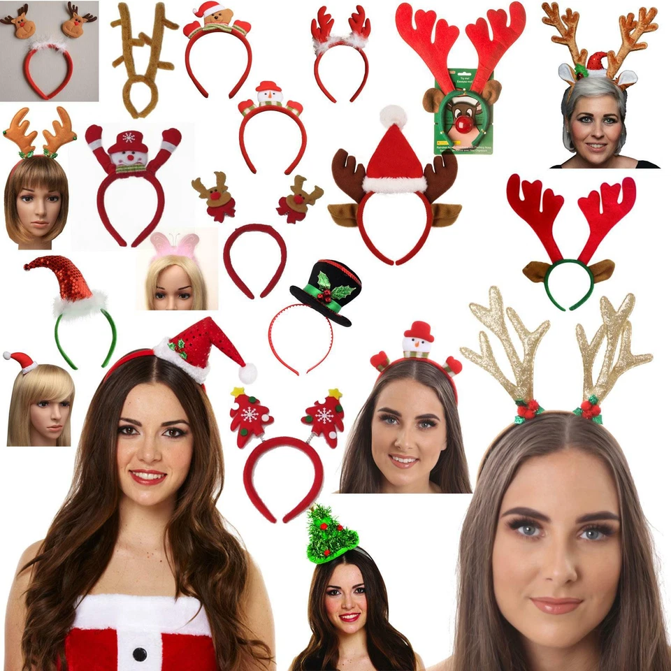 CHRISTMAS HEADBAND UNISEX SANTA CLAUS XMAS HEADWEAR ADULTS COSTUME ACCESSORIES - Image 1 of 1