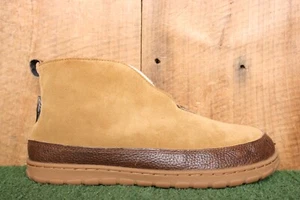 EDDIE BAUER Brown Suede & Leather Shearling Lined Slipper Boots Men's Sz. 8 - Picture 1 of 11