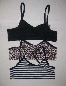 Shein tween girls 3pk padless bralettes black/leopard/striped nip - Picture 1 of 1