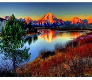 Paint By Numbers DIY Kit Mountain Lake Sunrise 40CMx50CM Canvas - Picture 1 of 5