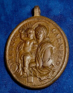 Italia ovalada 40 x 45 finales de 1700 medalla de monjas carmelitas con percha original - Imagen 1 de 5