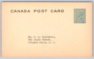 UX52b, George V, 1c, 1930s Postcard To N. A. Goldstein, Niagara Falls, New York - Picture 1 of 2