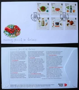 Sellos Jersey: "Jersey - Comida y bebida" Primer día cubierta 6v Set 2022 - Imagen 1 de 3