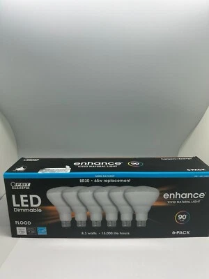 FEIT ELECTRIC BR30/65W DIMMABLE BULB- BOX OF 6 BULBS(OPEN BOX) - Image 1 of 3