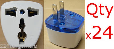 x24 Universal To American Type A Plug Adapter 24pc EU UK AU To U.S Style Blue - Image 1 of 4
