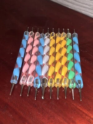 10PCS Nail Polish Dotting Tools Set Of 10 for Nail Art Manicure Gently Used - Image 1 of 3