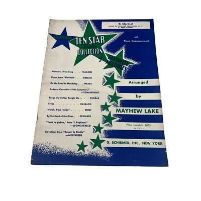 1939 G Schirmer Ten Star Solo Collection of Favorite Melodies B Flat Clarinet - Image 1 of 4