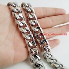 Huge Heavy 15mm 28'' Mens Stainless Steel Large Curb Link-chain Necklace Silver