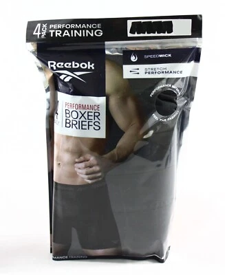 New! 4 Pack Reebok Men's Stretch Performance Boxer Briefs Free Shipping S-2XL - Image 1 of 4