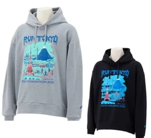 Ships in 1 day ASICS Tokyo Marathon 2025 Souvenir Hoodie Black/Grey Unisex New - Imagen 1 de 10
