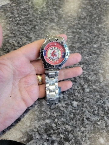 BOSTON RED SOX BASEBALL WATCH STAINLESS STEEL BAND NEEDS BATTERY Cover