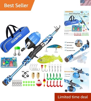 Delightful Pink Kids Fishing Pole & Tackle Box Combo - 4.92 Ft Telescopic Kit - Image 1 of 4