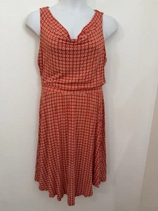 Maeve Anthropologie Kleid orange mit weißem Blumenmuster, Größe L ärmellos Strick - Bild 1 von 10