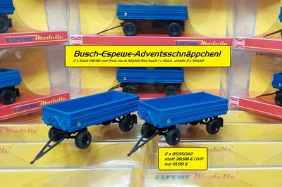 Busch Espewe 95042 Set: 2 x Stück IFA Anhänger HW 80.11 VEB Tiefbau Berlin 1:87 - Bild 1 von 2