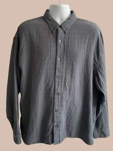 Abercrombie & Fitch Grey Shirt Top XL XLarge Cotton Linen Mens Collar Regular - Picture 1 of 7