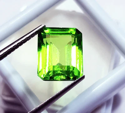 Loser Edelstein Natürlich Peridot 8 Zu 10 Karat Smaragd Form Einzel Zertifiziert - Bild 1 von 4