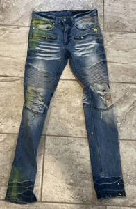 Jeans Rockstar Original Uomo Taglia 28 Jeans Ultra Sottili Vernice Strappata - SPEDIZIONE GRATUITA! - Foto 1 di 9