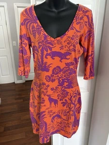 Manuel Canovas Dress Mini Short Chinoiserie animal Symbols V Neck - Picture 1 of 7