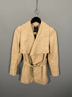 TED BAKER Belted Coat - Size 1 UK8 - Cream - Wool - Great Condition - Women’s - Изображение 1 из 4
