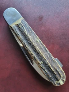 Taschenmesser Mit Hirschhorn Griffschalen Vintage Alt - Bild 1 von 9