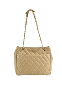 Chanel Mujer Doble Cadena Asa Acolchado Piel de Cordero Mediano Bolso de Mano Marrón - Imagen 1 de 19