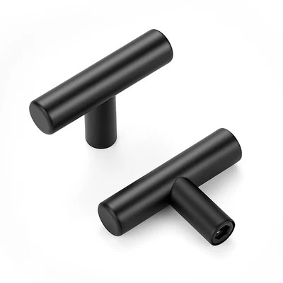 Paquete de 15 perillas de gabinete negras mate de 2" barra en T tira de cajón herrajes de un solo orificio Foto 1 de 4