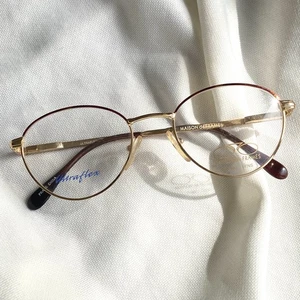 New VTG Maison De Frames Gold Tortoise Round Glasses 49 18 Ultraflex - Picture 1 of 8