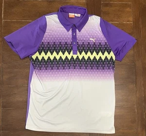 Polo Puma Ricky Fowler púrpura elástico de golf para hombre talla grande ropa de golf - Imagen 1 de 5