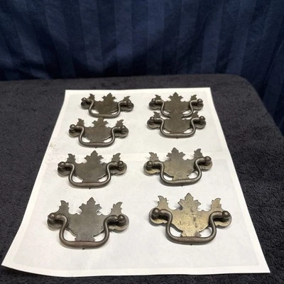 Lot of 8 Bat Wing Chippendale Handle Cabinet Drawer Brass Tone Finish 3''     R5 - Image 1 of 4