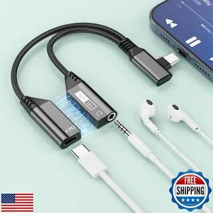 Magnetic 2-in-1 Right Angle USB C to 3.5mm Audio Jack Headphone and Charge Ca - Zdjęcie 1 z 5
