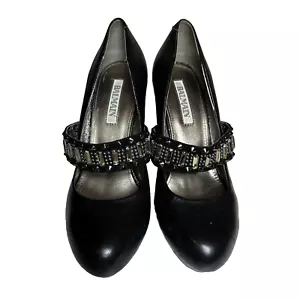 Tacones Balmain Talla 39 Negro Prag Noir Tachonados Adornados Bling Bandas - Imagen 1 de 9
