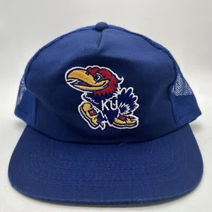 VINTAGE University of Kansas hat Cap Snapback KU Jayhawks Trucker Mesh Twins - Picture 1 of 8