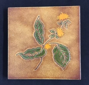 Vtg Terra Cotta Glazed Tile Trivet -La Campanella Sassuolo Made in Italy-Thistle - Picture 1 of 8
