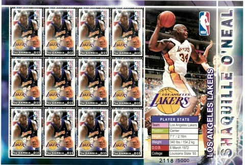 Gambia 2005 - NBA Shaquille O'Neal - Los Angeles Lakers - Sheet of Twelve - MNH Cover