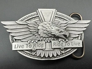 Vintage 1996 Biker Bergamot "Live to Ride" Eagle P-250 Buckle Made in USA - Picture 1 of 8