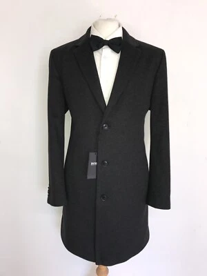 HUGO BOSS - Mens Long DARK GREY WOOL & CASHMERE COAT - 42 Reg - BNWT - GORGEOUS - Image 1 of 4