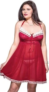 Sexy Women's Lingerie Lace V-neck Sleepwear Babydoll Halter Nightdress G-string - Picture 1 of 4