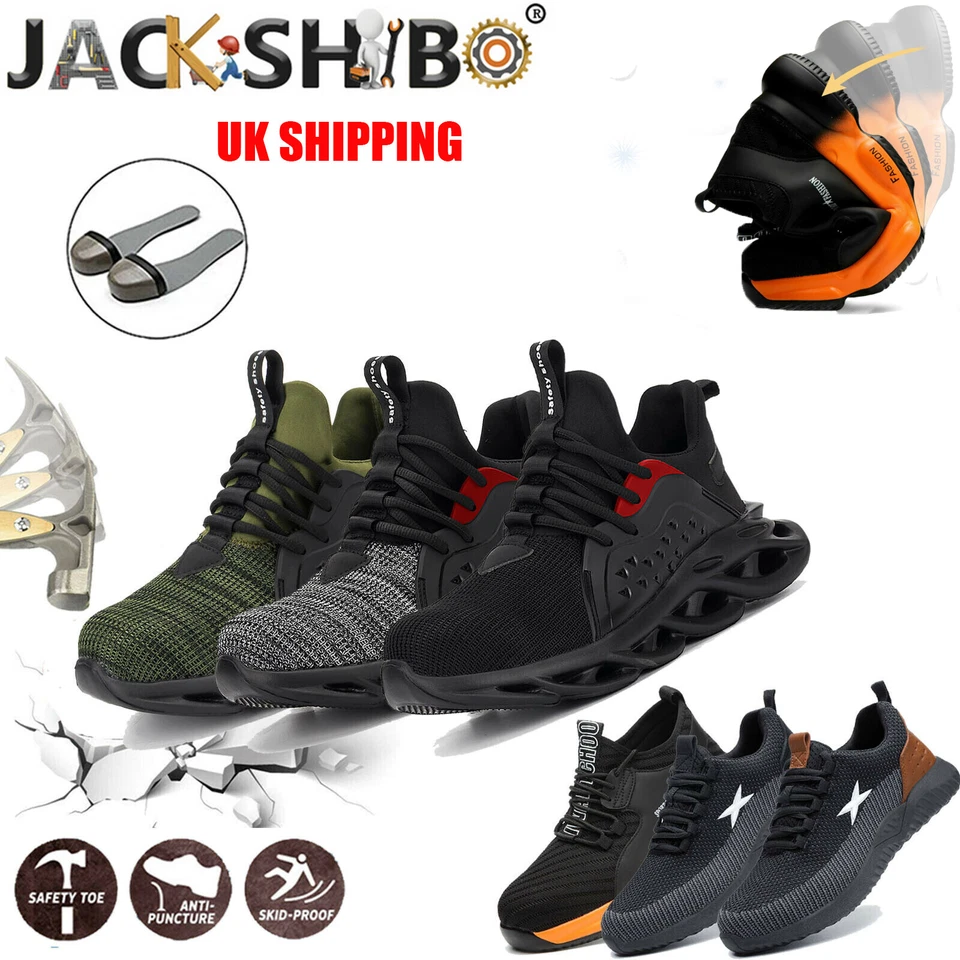 JACKSHIBO MENS WOMEN SAFETY WORK BUBBLE TRAINERS ULTRA LIGHTWEIGHT STEEL TOE CAP SHOES UK