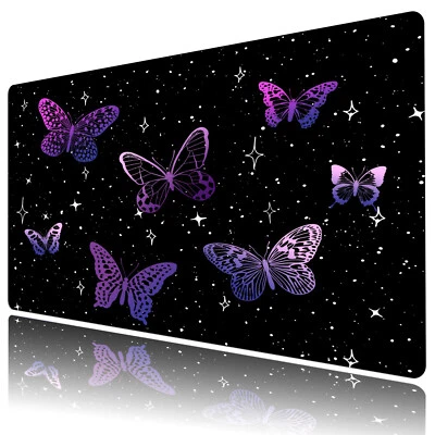 Starry Purple Butterfly Desk Mat for Keyboard and Mouse Desk Pad 31.5x15.7 inch - Image 1 of 4
