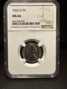 1962 D Jefferson Nickel NGC Graded MS 66!!! Rare Grade!!! - Picture 1 of 4